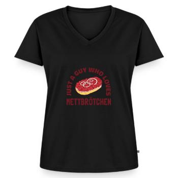 Mettbrötchen Mett Mettigel - Frauen Premium Bio T-Shirt mit V-Ausschnitt - Schwarz - Vorne - AI Model Female 172 light (172cm)