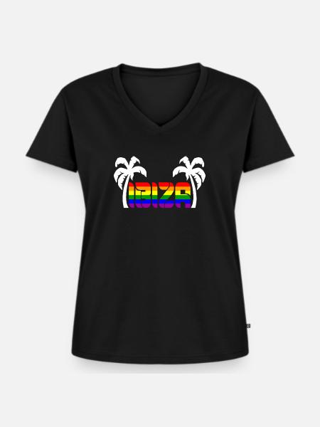 Ibiza - Frauen Premium Bio T-Shirt mit V-Ausschnitt - Schwarz
