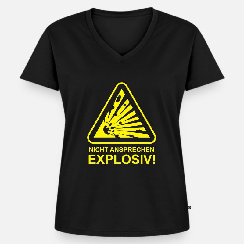 Nicht ansprechen Explosiv! - Frauen Premium Bio T-Shirt mit V-Ausschnitt - Schwarz