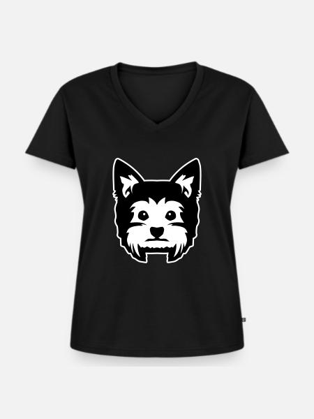 Yorkshire Terrier - Frauen Premium Bio T-Shirt mit V-Ausschnitt - Schwarz