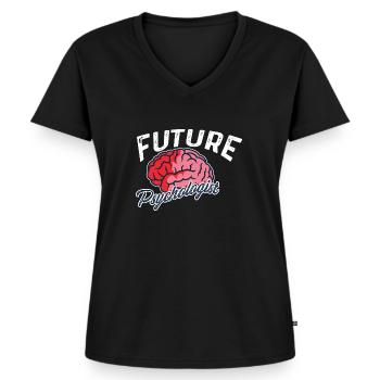 Futur étudiant en psychologie Psychologue Cadeau - T-shirt encolure en V Premium bio Femme - noir - Devant - AI Model Female 172 light (172cm)