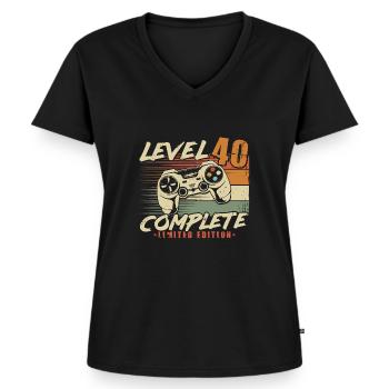 40th Birthday Level 40 Complete 40 Years - Women's Premium Organic V-neck T-shirt - black - Front - AI Model Female 172 light (172cm)