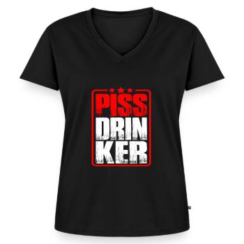 Piss Drinker 32 - Women's Premium Organic V-neck T-shirt - black - Front - AI Model Female 172 light (172cm)