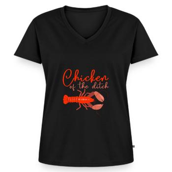 Poulet du fossé - T-shirt encolure en V Premium bio Femme - noir - Devant - AI Model Female 172 light (172cm)