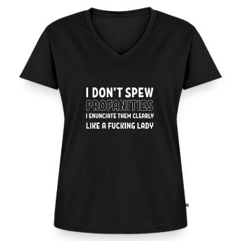 spew swear words Offensive and Sarcastic Geschen - Women's Premium Organic V-neck T-shirt - black - Front - AI Model Female 172 light (172cm)