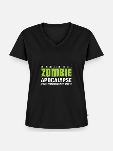 Zombie Apocalypse - Frauen Premium Bio T-Shirt mit V-Ausschnitt - Schwarz