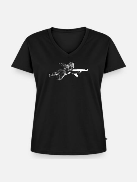 Engel mit AK-47 - Frauen Premium Bio T-Shirt mit V-Ausschnitt - Schwarz