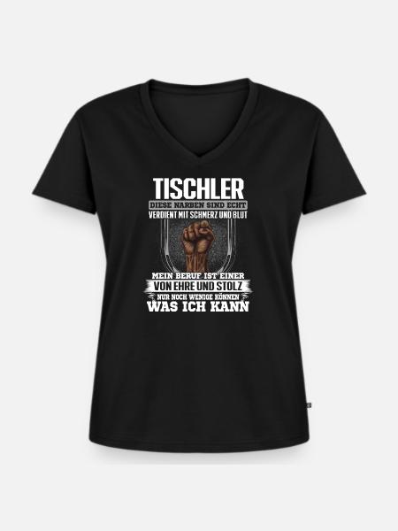 TISCHLER - Ehre und Stolz - Frauen Premium Bio T-Shirt mit V-Ausschnitt - Schwarz