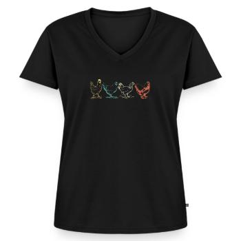 Chicken - Vintage Chicken Poultry Farmer Gift - Women's Premium Organic V-neck T-shirt - black - Front - AI Model Female 172 light (172cm)