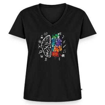 Kunst & Wissenschaft - Frauen Premium Bio T-Shirt mit V-Ausschnitt - Schwarz - Vorne - AI Model Female 172 light (172cm)