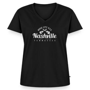 Nashville Tennessee - Country Musik - Frauen Premium Bio T-Shirt mit V-Ausschnitt - Schwarz - Vorne - AI Model Female 172 light (172cm)