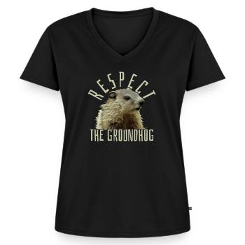 marmotte - T-shirt encolure en V Premium bio Femme - noir - Devant - AI Model Female 172 light (172cm)