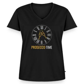 Prosecco Time Lustige Prosecco-Uhr - Frauen Premium Bio T-Shirt mit V-Ausschnitt - Schwarz - Vorne - AI Model Female 172 light (172cm)
