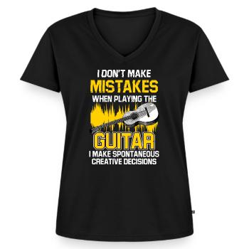 Guitare guitariste instrument de musique guitare musique - T-shirt encolure en V Premium bio Femme - noir - Devant - AI Model Female 172 light (172cm)
