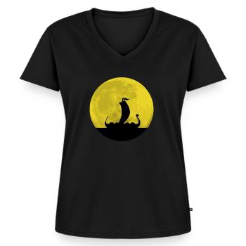 Schweden - Frauen Premium Bio T-Shirt mit V-Ausschnitt - Schwarz - Vorne - AI Model Female 172 light (172cm)