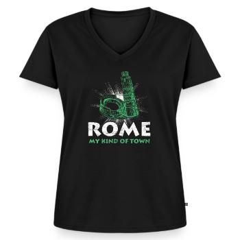Rome - T-shirt encolure en V Premium bio Femme - noir - Devant - AI Model Female 172 light (172cm)