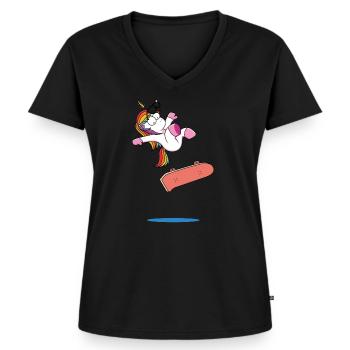 Échec de la licorne - T-shirt encolure en V Premium bio Femme - noir - Devant - AI Model Female 172 light (172cm)