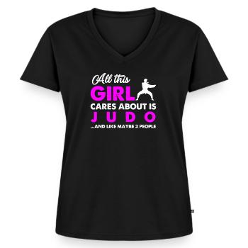 Judo Girl - Frauen Premium Bio T-Shirt mit V-Ausschnitt - Schwarz - Vorne - AI Model Female 172 light (172cm)