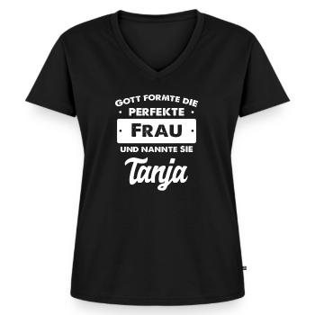 Tanja Geburtstag Geschenk Perfekte Frau - Frauen Premium Bio T-Shirt mit V-Ausschnitt - Schwarz - Vorne - AI Model Female 172 light (172cm)