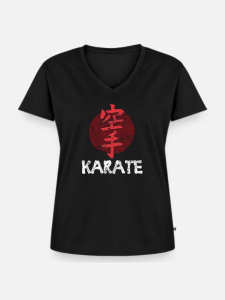 Karate - Frauen Premium Bio T-Shirt mit V-Ausschnitt - Schwarz