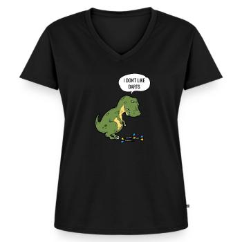 Darts T-Rex Dinosaur Dartboard Pun - Women's Premium Organic V-neck T-shirt - black - Front - AI Model Female 172 light (172cm)