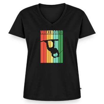 Wakeboard wakeboarder recreational sport - Women's Premium Organic V-neck T-shirt - black - Front - AI Model Female 172 light (172cm)