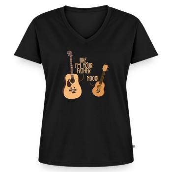 Ukulele - Frauen Premium Bio T-Shirt mit V-Ausschnitt - Schwarz - Vorne - AI Model Female 172 light (172cm)