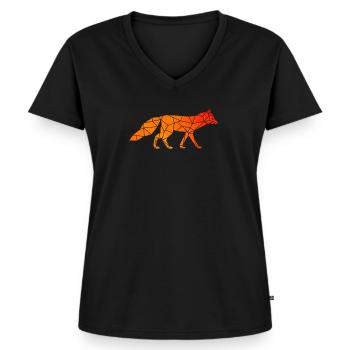 Fuchs Füchse Origami geometrisch - Frauen Premium Bio T-Shirt mit V-Ausschnitt - Schwarz - Vorne - AI Model Female 172 light (172cm)