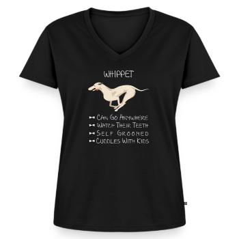 Whippet chien - T-shirt encolure en V Premium bio Femme - noir - Devant - AI Model Female 172 light (172cm)