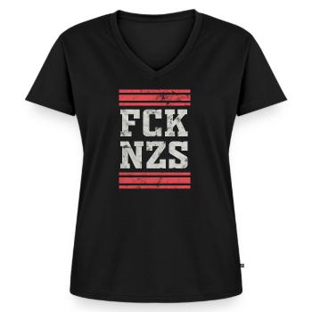 Contre les nazis - T-shirt encolure en V Premium bio Femme - noir - Devant - AI Model Female 172 light (172cm)