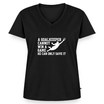 torwart - Frauen Premium Bio T-Shirt mit V-Ausschnitt - Schwarz - Vorne - AI Model Female 172 light (172cm)