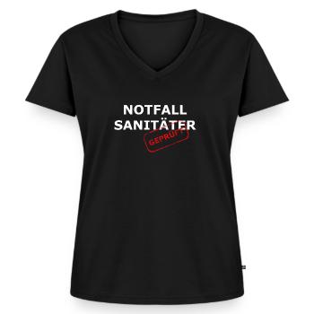 geprüfter Notfallsanitäter - Frauen Premium Bio T-Shirt mit V-Ausschnitt - Schwarz - Vorne - AI Model Female 172 light (172cm)