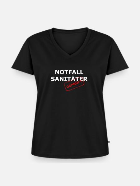 geprüfter Notfallsanitäter - Frauen Premium Bio T-Shirt mit V-Ausschnitt - Schwarz