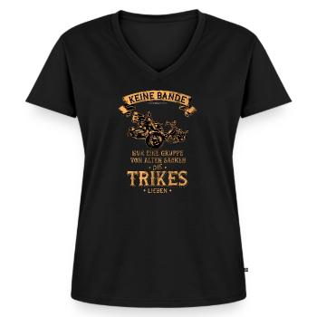 TRIKE KÖNIGE / KEINE BANDE, ALTE TRIKE SÄCKE - Frauen Premium Bio T-Shirt mit V-Ausschnitt - Schwarz - Vorne - AI Model Female 172 light (172cm)