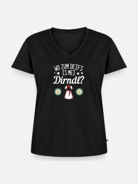 Dirndl - Frauen Premium Bio T-Shirt mit V-Ausschnitt - Schwarz