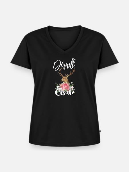 Dirndl Ersatz - Frauen Premium Bio T-Shirt mit V-Ausschnitt - Schwarz