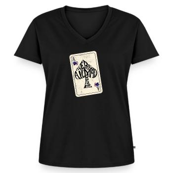 Ace Of Spades Were All Mad Here - verrückter Hutmacher - Frauen Premium Bio T-Shirt mit V-Ausschnitt - Schwarz - Vorne - AI Model Female 172 light (172cm)