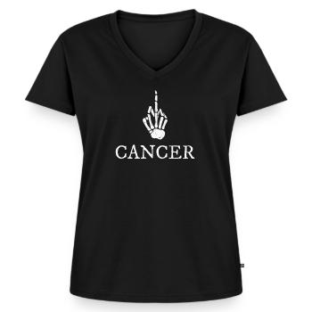 Lutte contre le cancer chimio don majeur - T-shirt encolure en V Premium bio Femme - noir - Devant - AI Model Female 172 light (172cm)