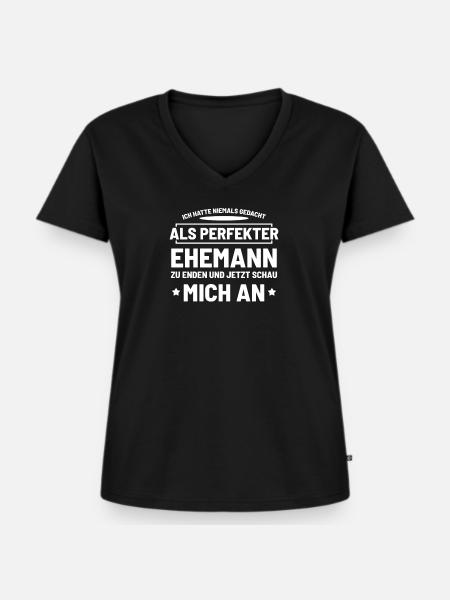 Mann - Frauen Premium Bio T-Shirt mit V-Ausschnitt - Schwarz