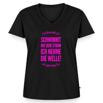 gegen den Strom - Frauen Premium Bio T-Shirt mit V-Ausschnitt - Schwarz - Vorne - AI Model Female 172 light (172cm)
