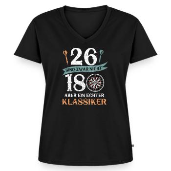 Dart - Frauen Premium Bio T-Shirt mit V-Ausschnitt - Schwarz - Vorne - AI Model Female 172 light (172cm)