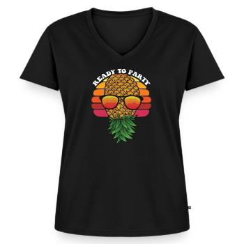 Cadeau d'art Pinneaple pour échangistes - T-shirt encolure en V Premium bio Femme - noir - Devant - AI Model Female 172 light (172cm)
