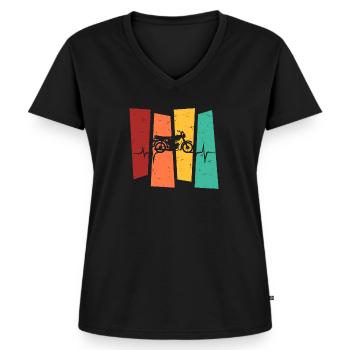 Simson Moped S51 Oldtimer Vintage Gift - Frauen Premium Bio T-Shirt mit V-Ausschnitt - Schwarz - Vorne - AI Model Female 172 light (172cm)