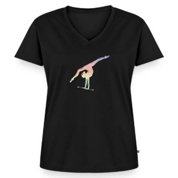 Turnen Turnerin Bodenturnen - Frauen Premium Bio T-Shirt mit V-Ausschnitt - Schwarz - Vorne - AI Model Female 172 light (172cm)