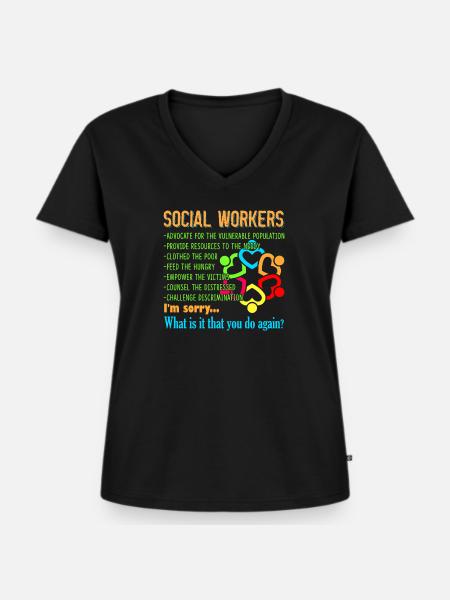 Sozialarbeiter Job - Frauen Premium Bio T-Shirt mit V-Ausschnitt - Schwarz