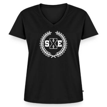 Laurel crew straight edge - T-shirt encolure en V Premium bio Femme - noir - Devant - AI Model Female 172 light (172cm)