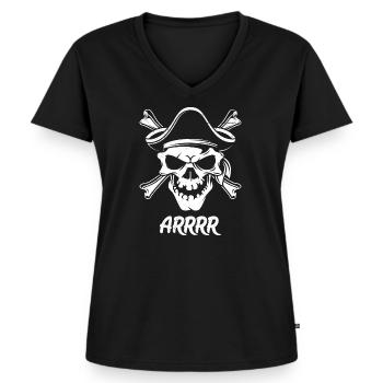 Pirate Arrrr, pirate cadeau pirate - T-shirt encolure en V Premium bio Femme - noir - Devant - AI Model Female 172 light (172cm)