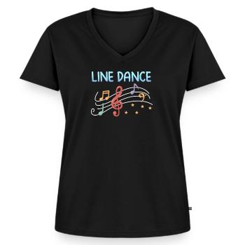 Danse en ligne danse bottes de cowboy pays cadeau - T-shirt encolure en V Premium bio Femme - noir - Devant - AI Model Female 172 light (172cm)
