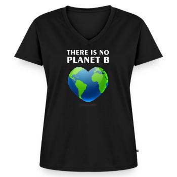 There Is No Planet B Tag Der Erde Klimawandel Umwe - Frauen Premium Bio T-Shirt mit V-Ausschnitt - Schwarz - Vorne - AI Model Female 172 light (172cm)