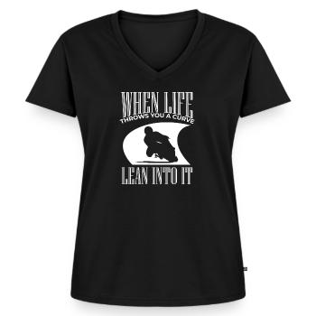 moto - T-shirt encolure en V Premium bio Femme - noir - Devant - AI Model Female 172 light (172cm)